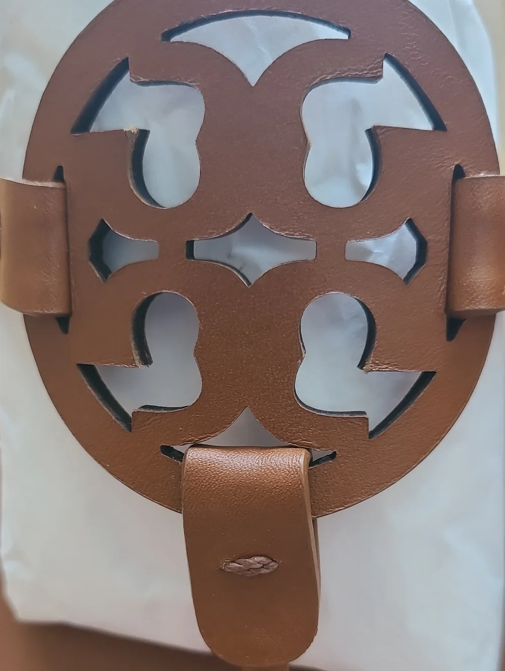 NWT Tory Burch Miller A-With Women's Calf Leather Bourbon Miele Tan Sandals Sz 8